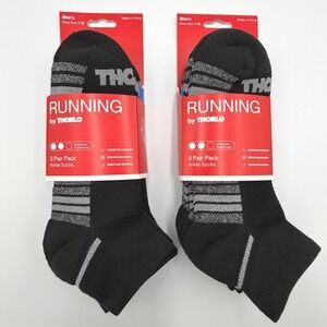 Thorlo Running Ankle Socks Mens 7-12 Black 6 Pair Pack Moderate Cushion **NEW**